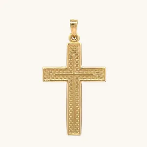 14K YELLOW GOLD WEAVE TEXTURED CROSS