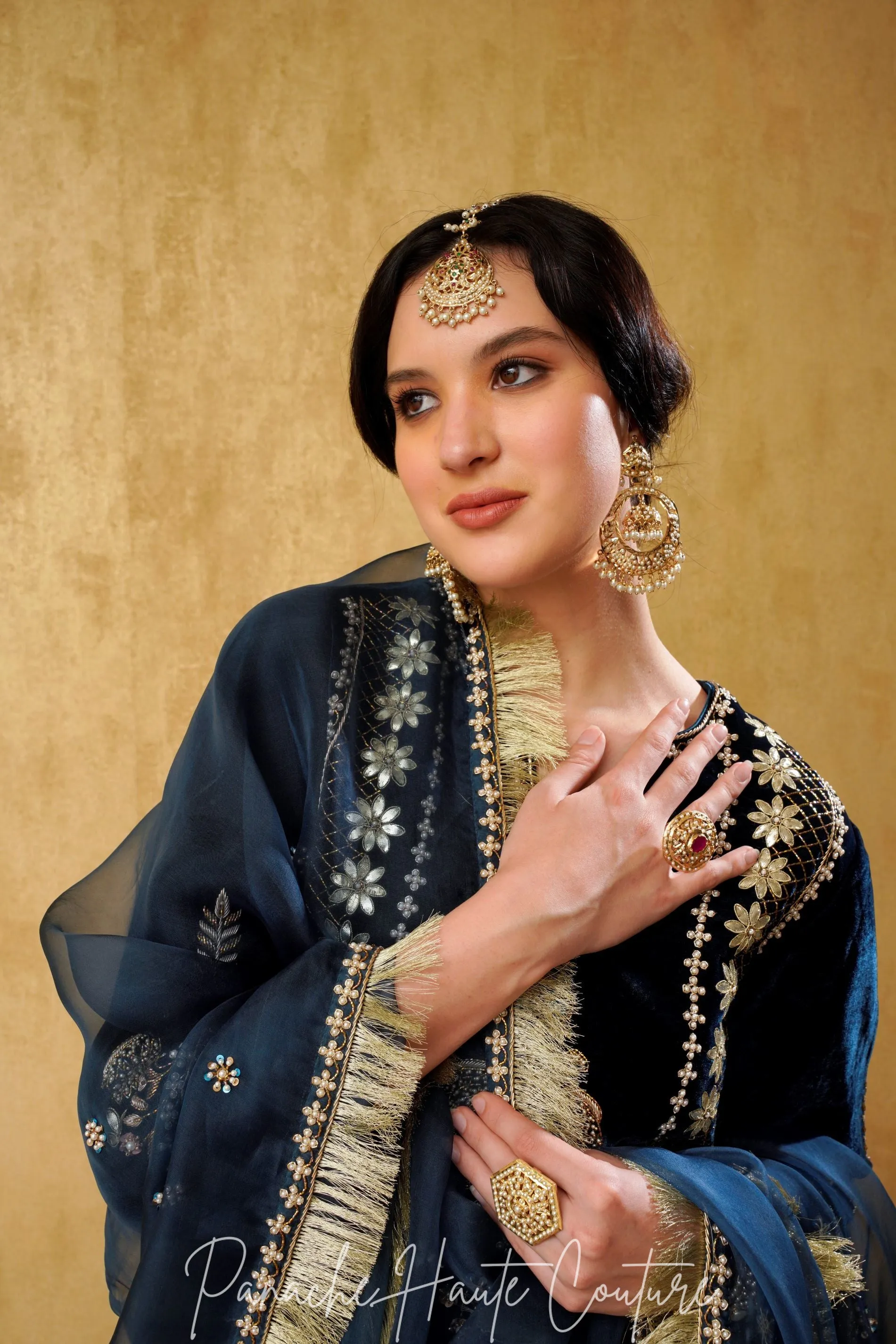Blue Silk Velvet Punjabi Suit: Luxurious Ethnic Wear for Women