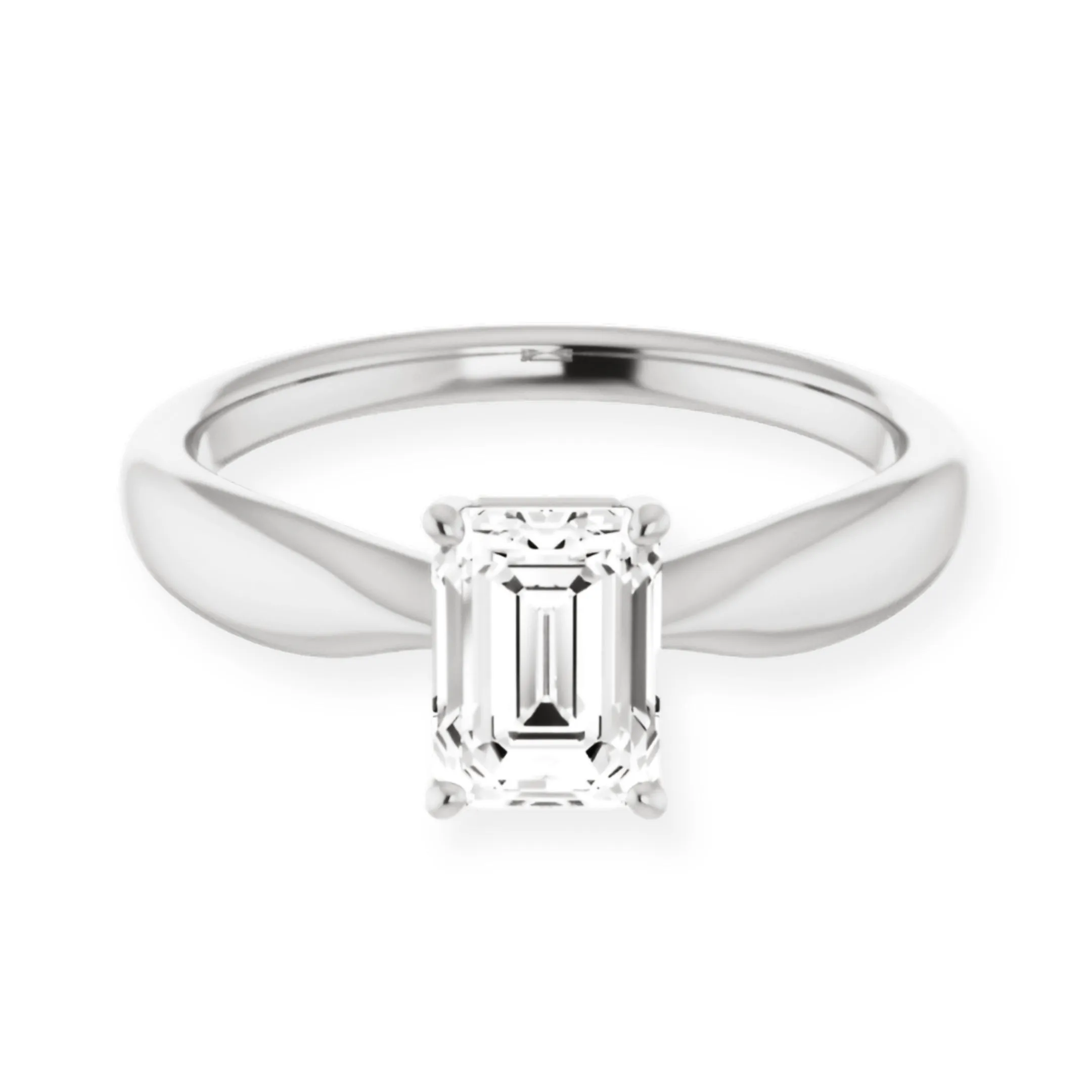 Emerald Diamond Solitaire Engagement Ring
