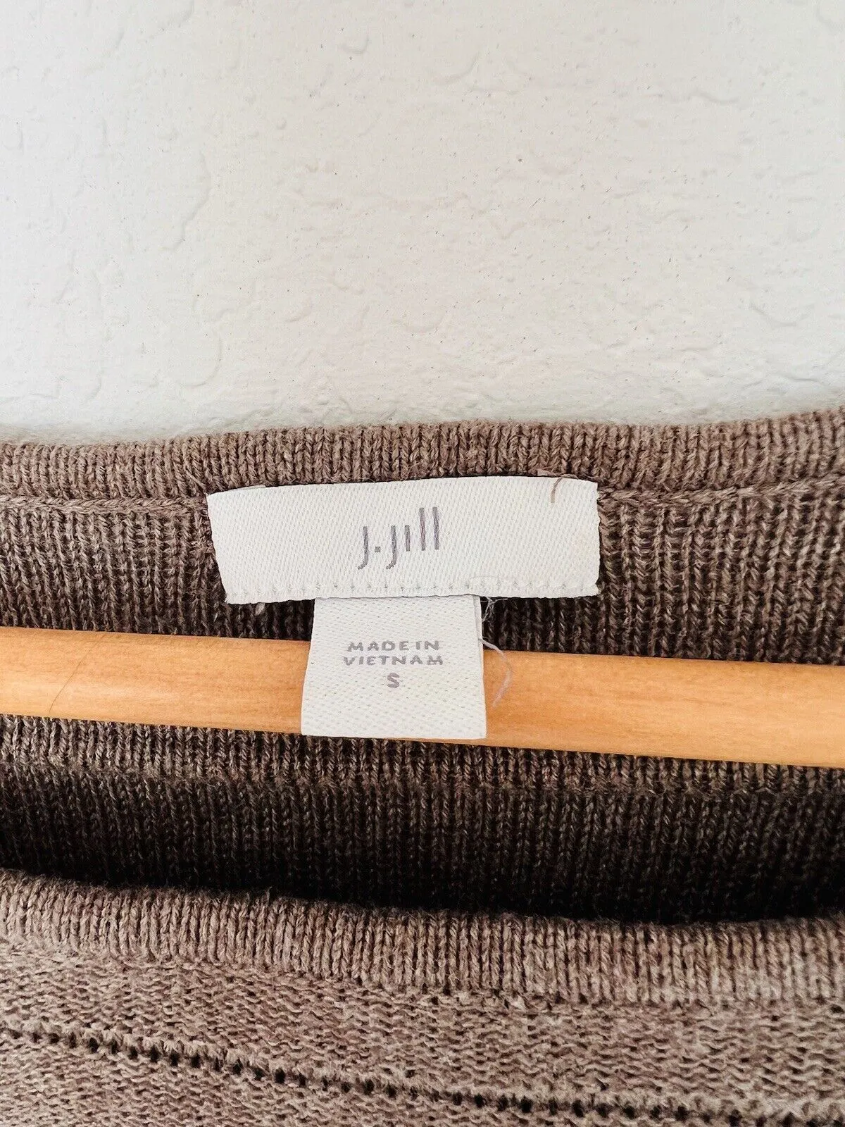 J. JILL Brown Textured Sweater Sz S Brown Long Sleeve Round Neck Wool Blend