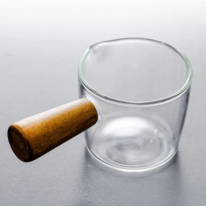 Mini Wooden Handle Glass Espresso Coffee & Sauce Cup