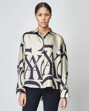 Monogram Silk Shirt Tan