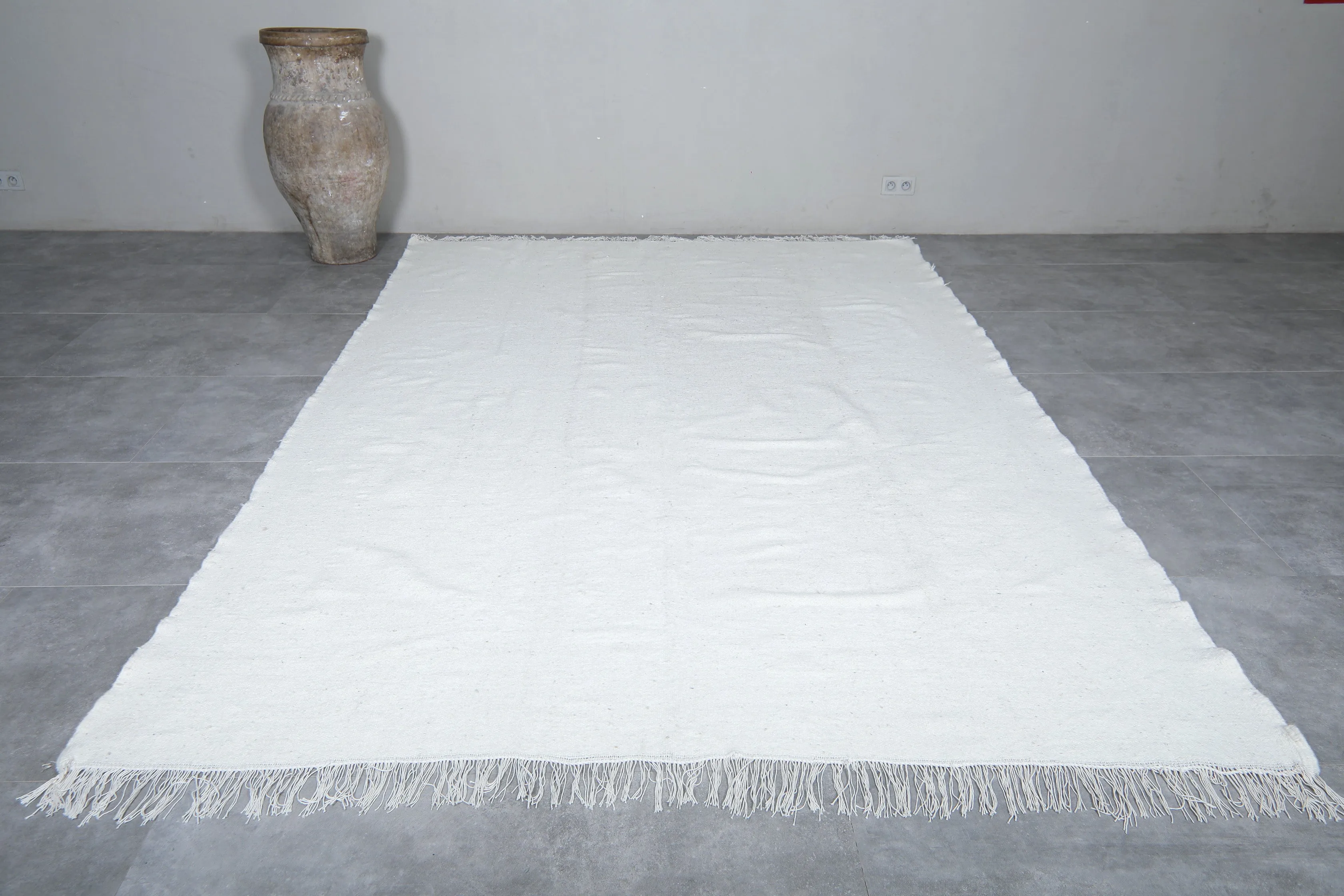 Moroccan rug white - Flat woven kilim - Berber custom rug - Wool kilim