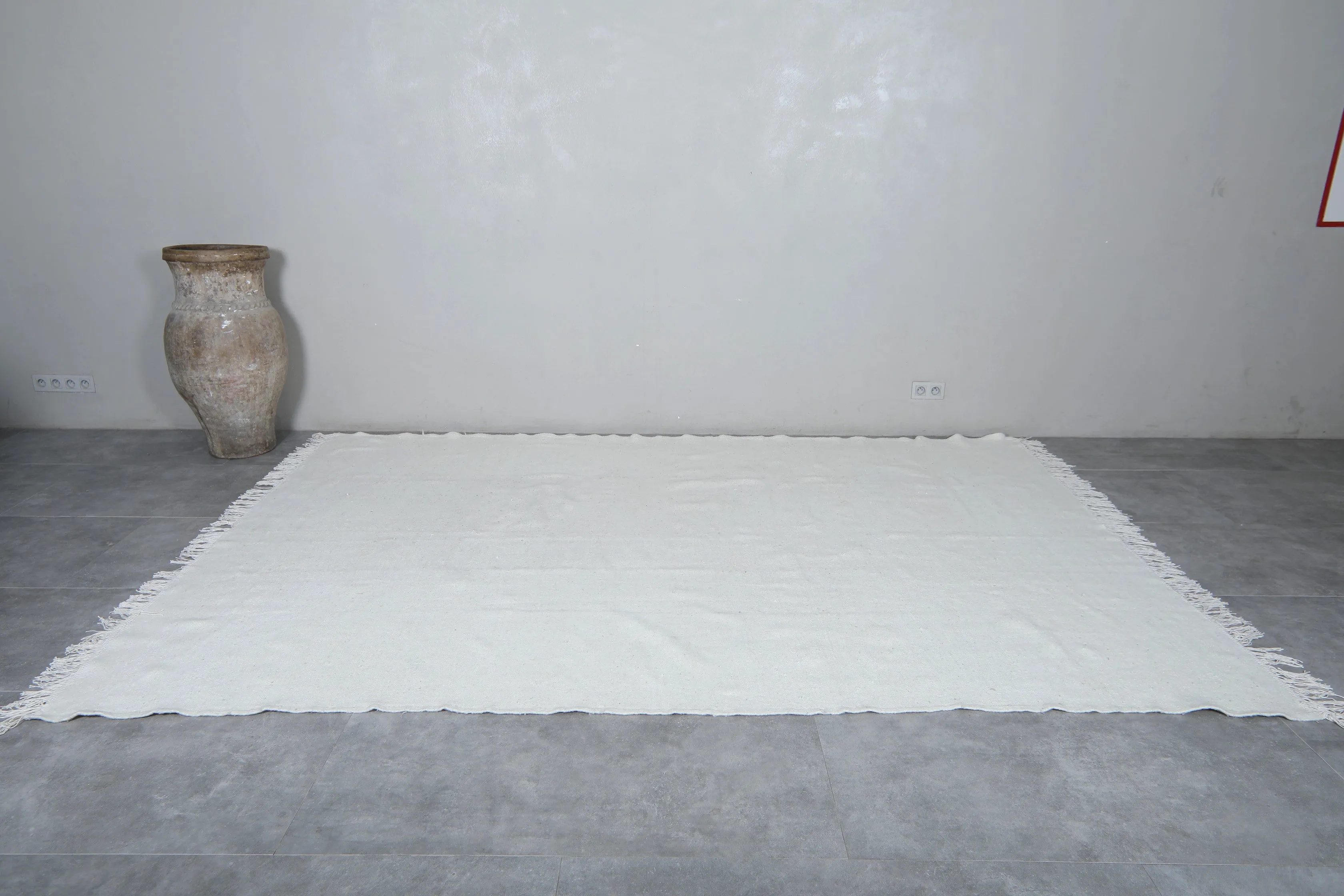 Moroccan rug white - Flat woven kilim - Berber custom rug - Wool kilim