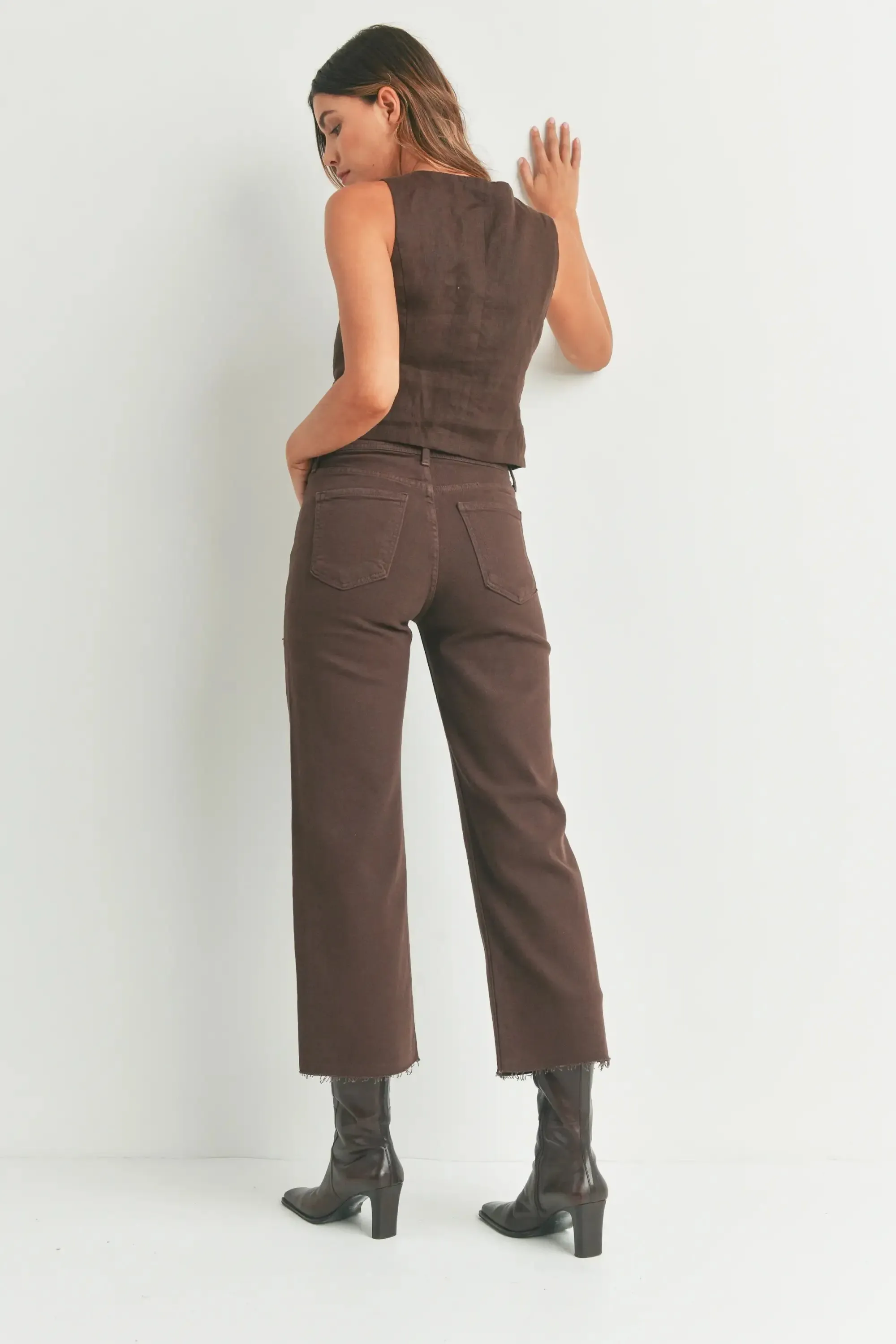 NAUTICAL HIGH RISE WIDE LEG DENIM JEANS