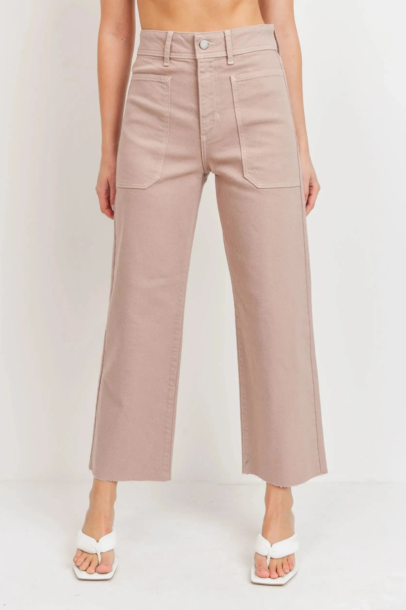 NAUTICAL HIGH RISE WIDE LEG DENIM JEANS