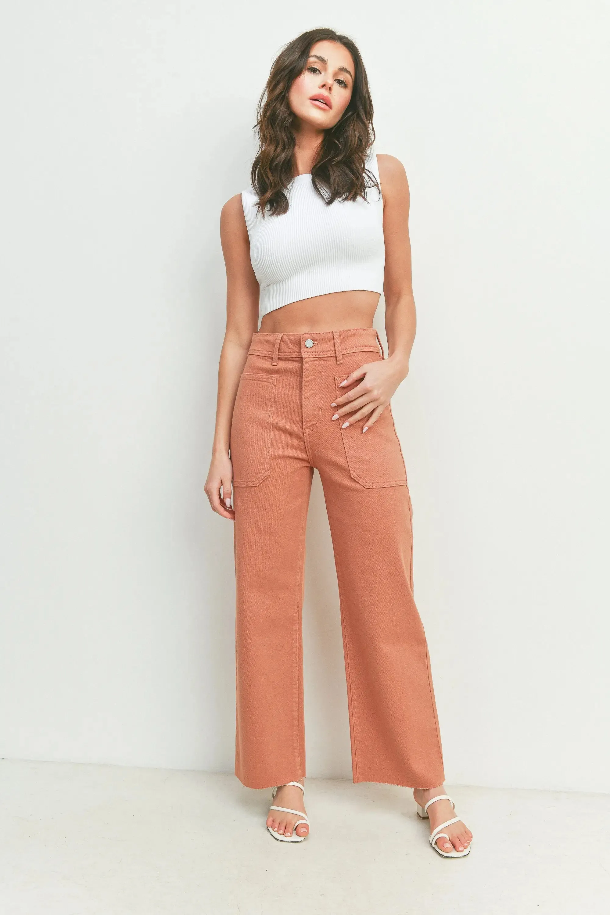NAUTICAL HIGH RISE WIDE LEG DENIM JEANS