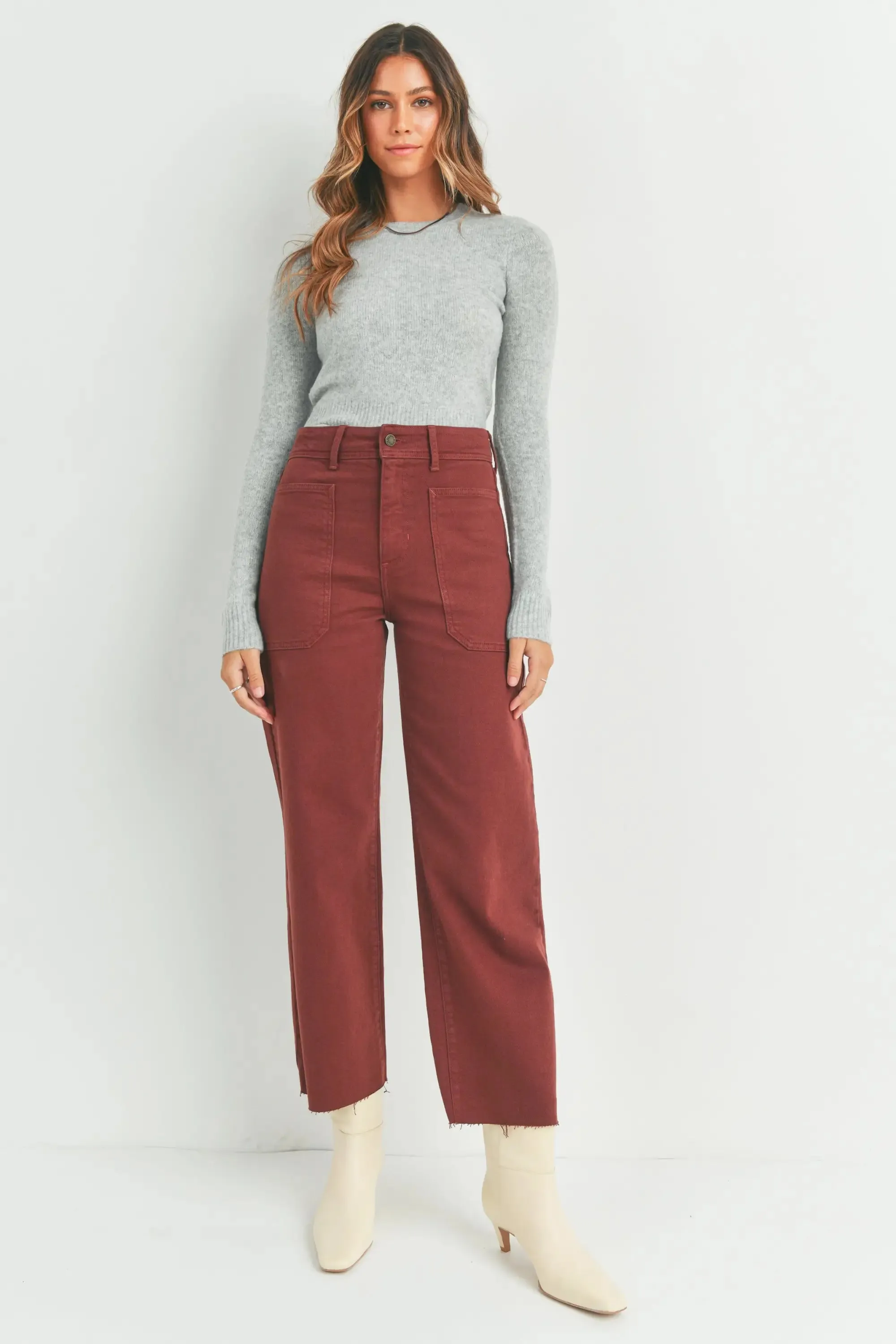 NAUTICAL HIGH RISE WIDE LEG DENIM JEANS