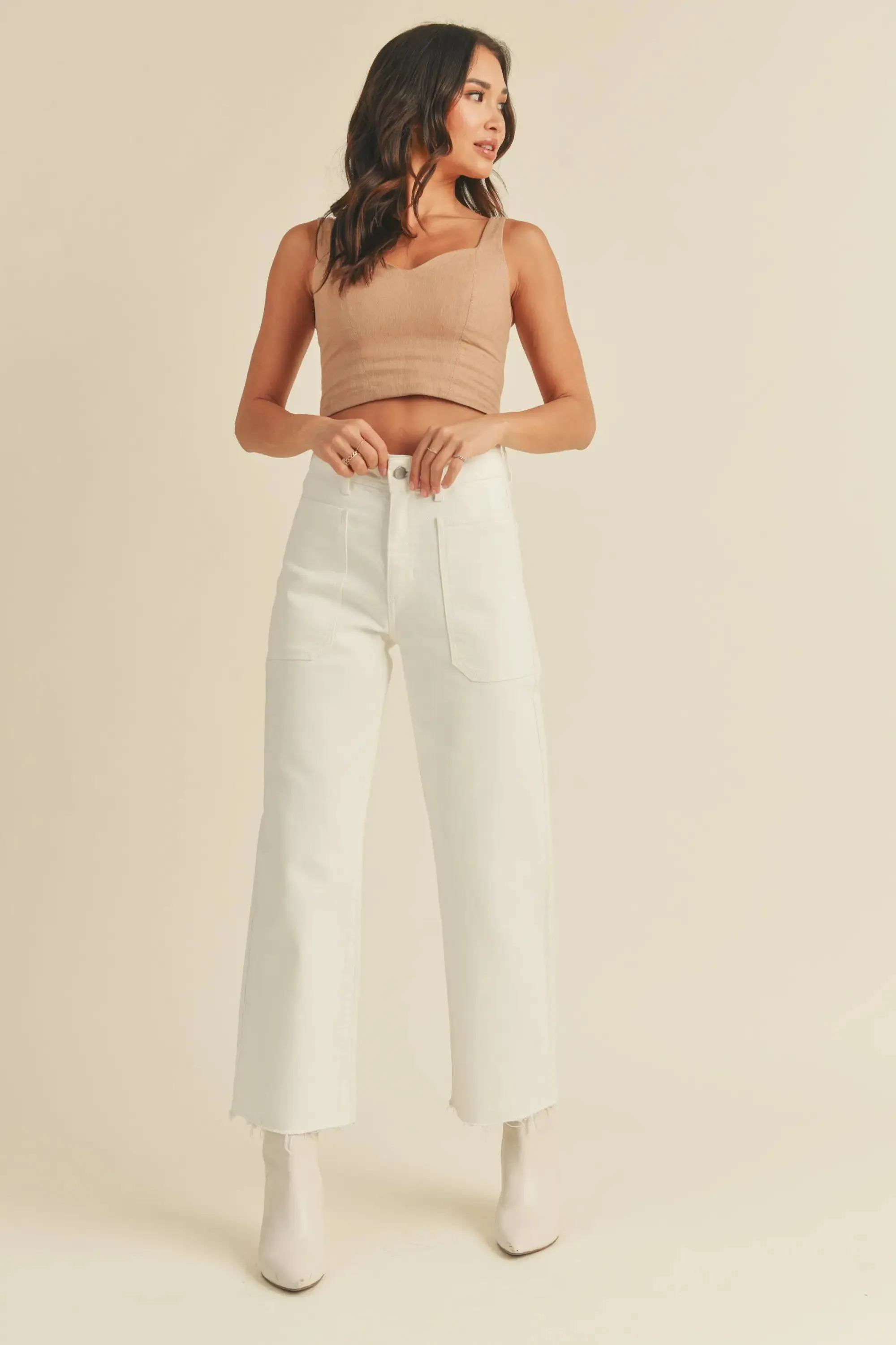 NAUTICAL HIGH RISE WIDE LEG DENIM JEANS