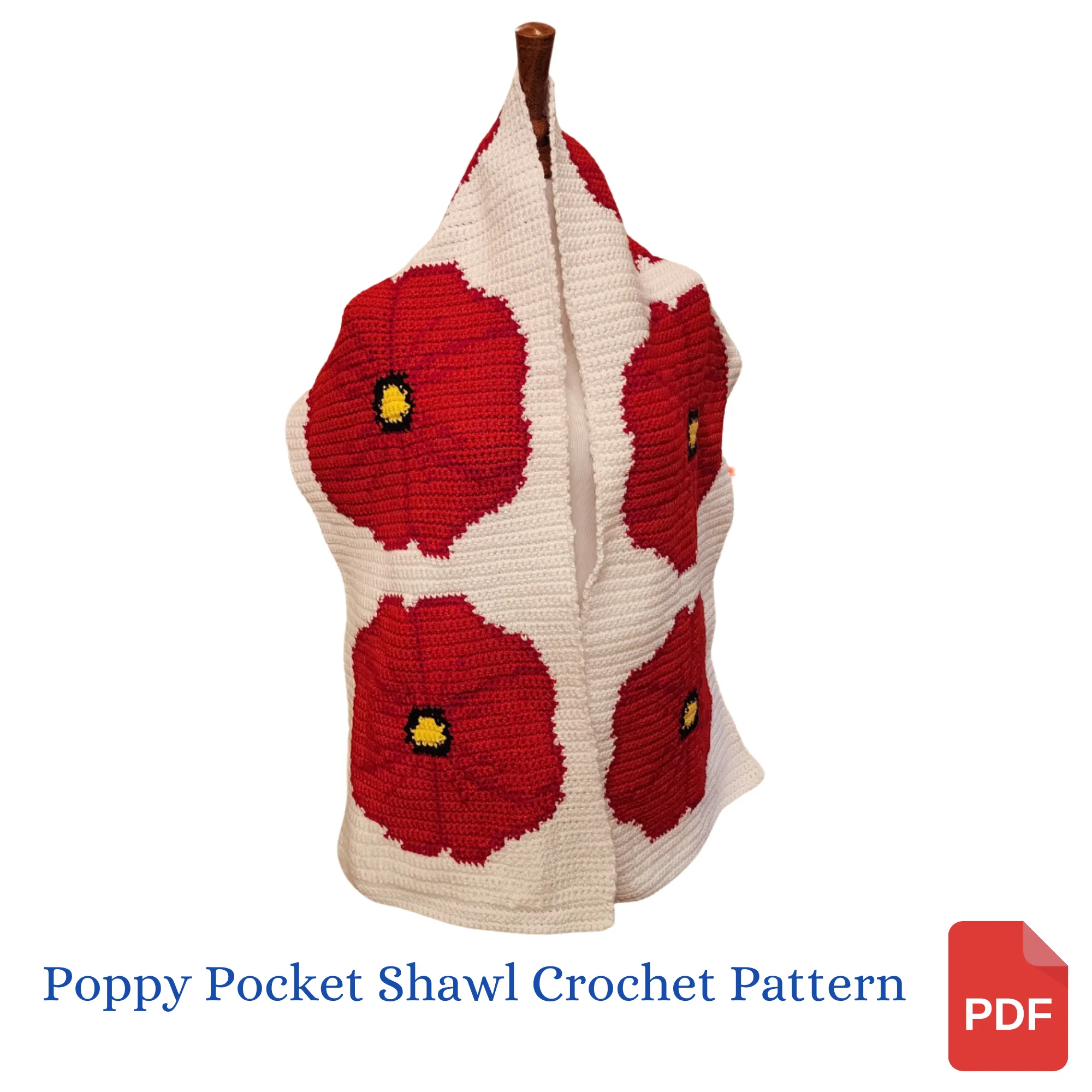 Poppy Pocket Shawl Crochet Pattern