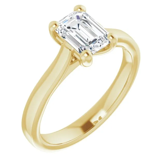 Serenity Emerald Diamond Solitaire Engagement Ring