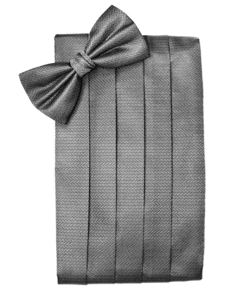 Silver Herringbone Kids Cummerbund