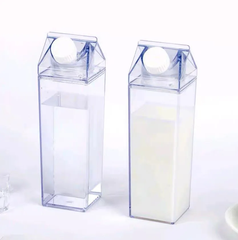 Transparent Milk Carton Shape Drinkware Shaker Waterbottle