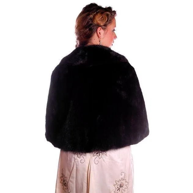 Vintage Fur Luxurious Darkest Brown Mink Stole Movie Star 1950s