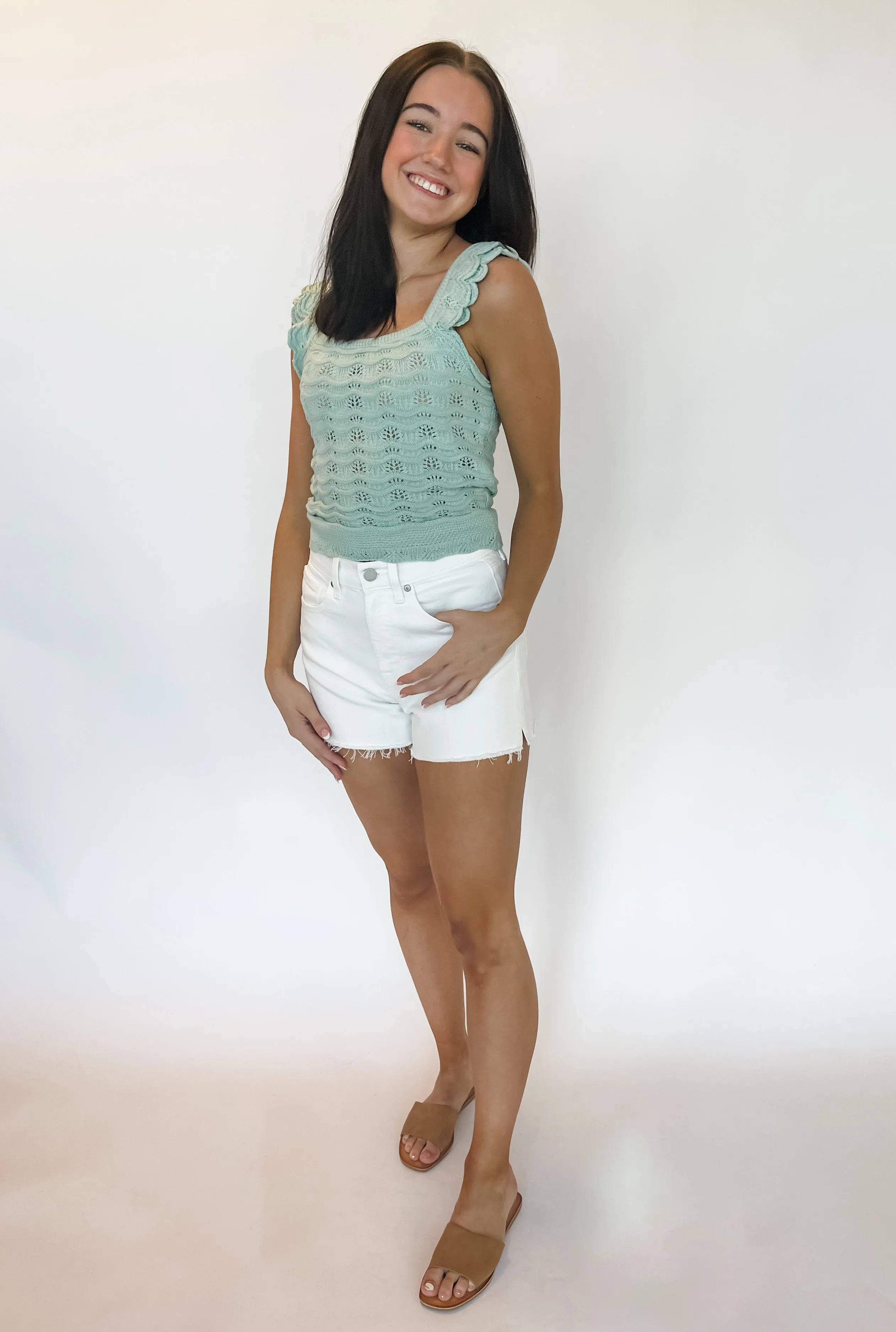 What A Doll Knit Crop - Mint